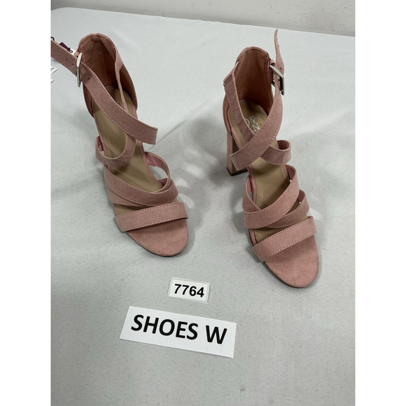 New York Shoes - Womans NY & Co Strappy Sandals Pink Size 7 Stacked heel Open Toe